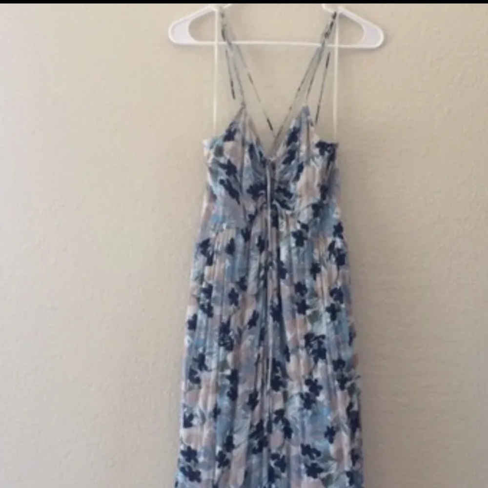 NWOT Free People Long Blue Floral Mulberry Maxi Dress with Keyhole XS Z217-6 - Picture 8 of 9